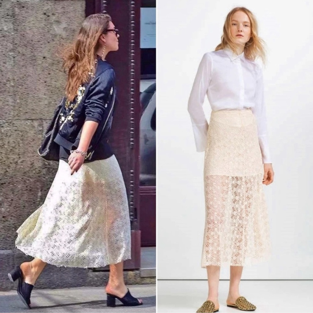 ZARA ECRU GUIPURE LACE
LAYERED A-LINE LONG SKIRT bloggers favourite